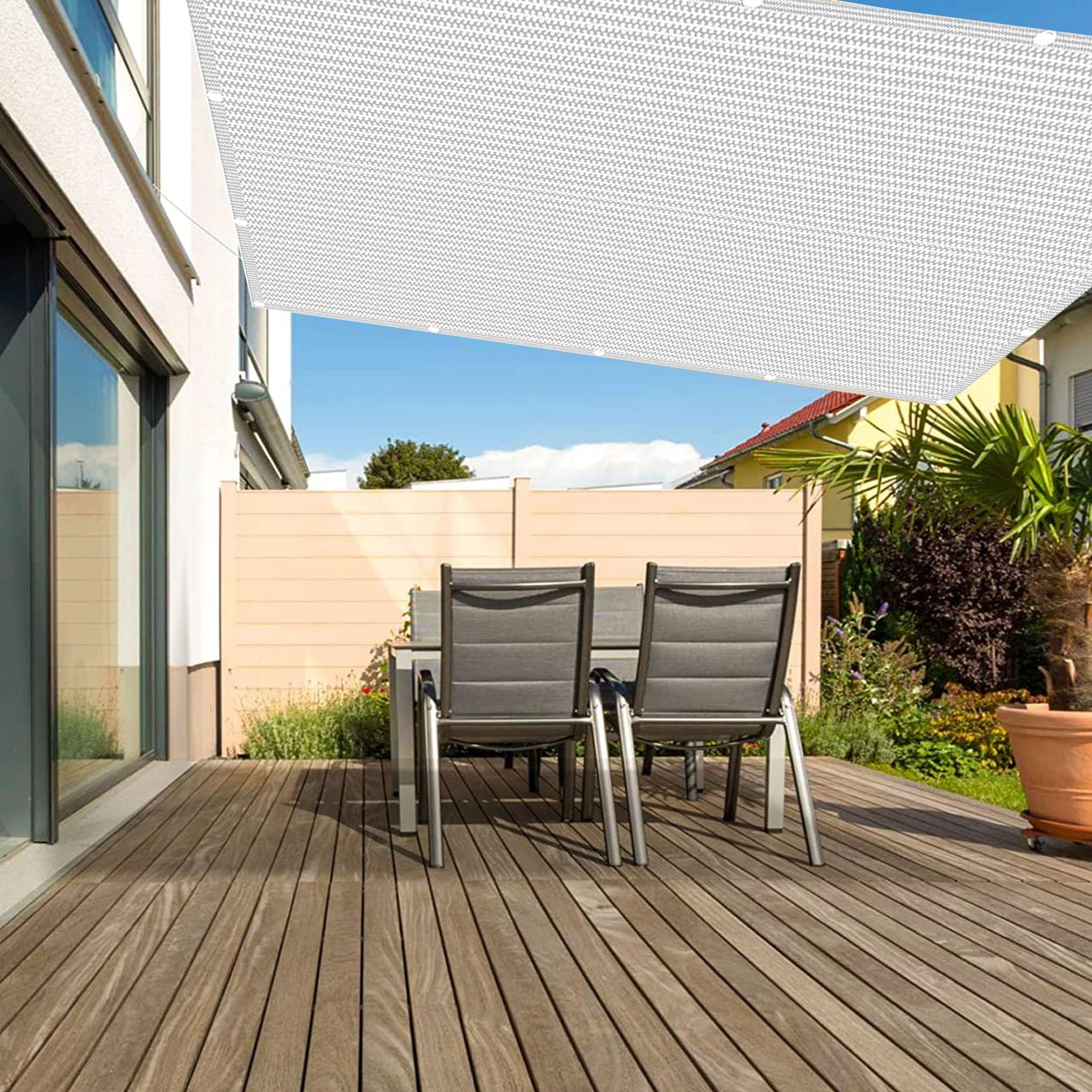 Voile d'ombrage rectangulaire 4.5x4.5m blanc pare-soleil de jardin robuste