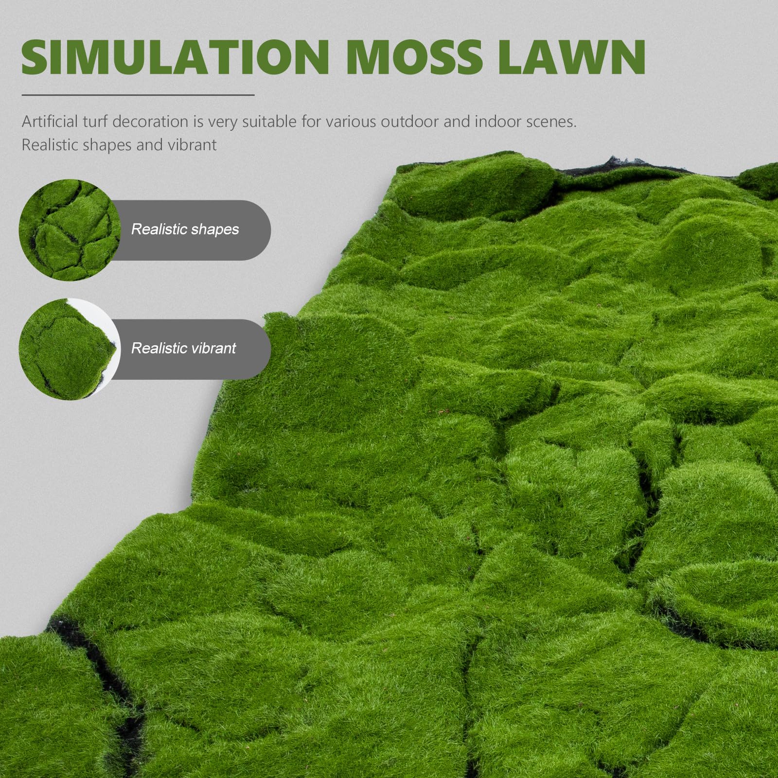 Alfombra de Césped Simulado Verde Realista de Musgo Artificial