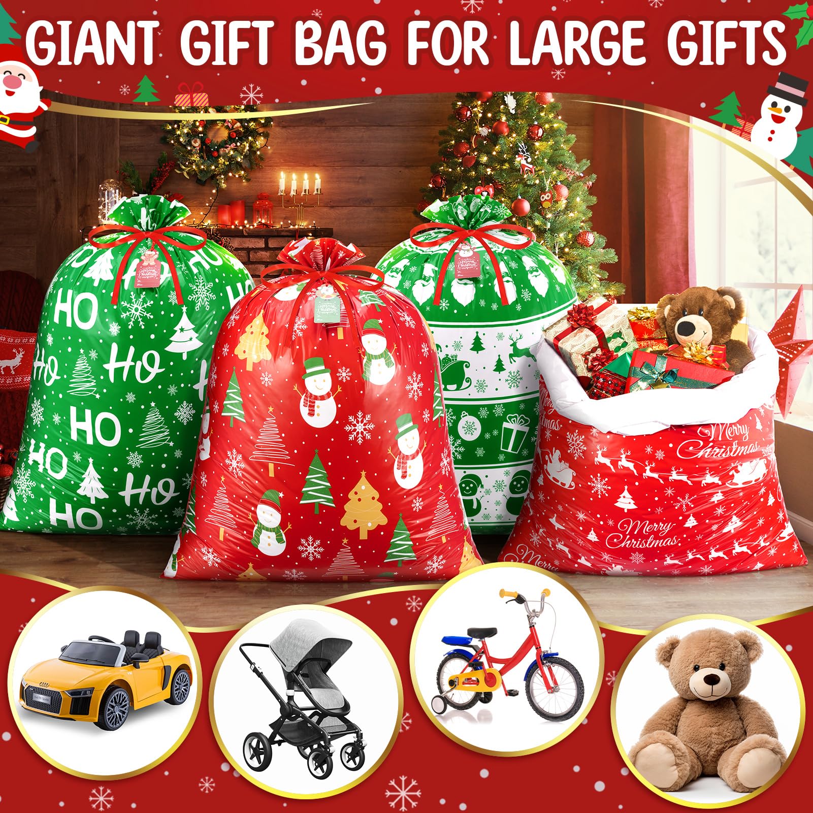 Partylamb Bolsas de regalo de Navidad, bolsa de regalo grande 001