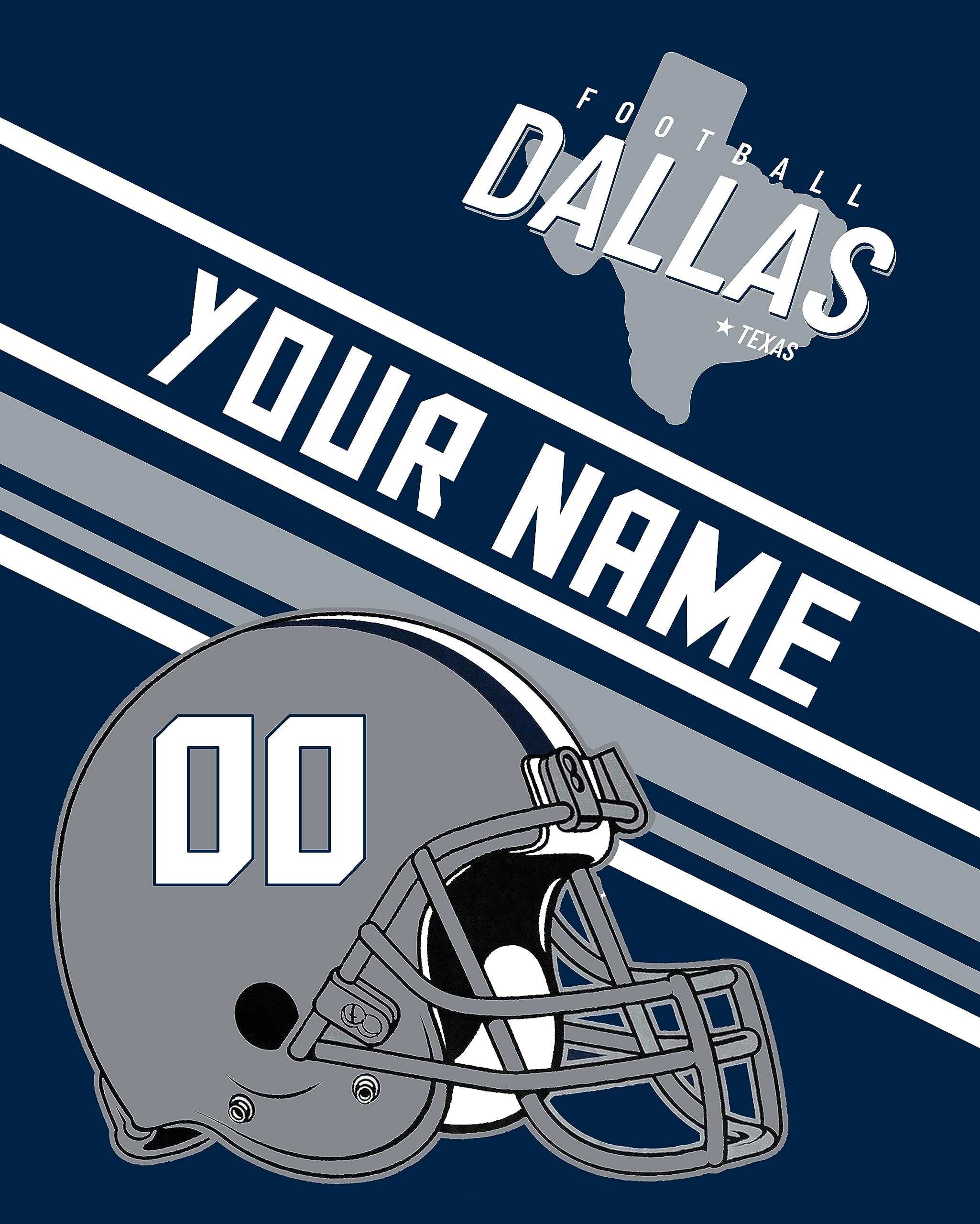City Custom Football Throw Blankets Printed Personalized Gift for Men Women Youth Design Your Own Name and Number