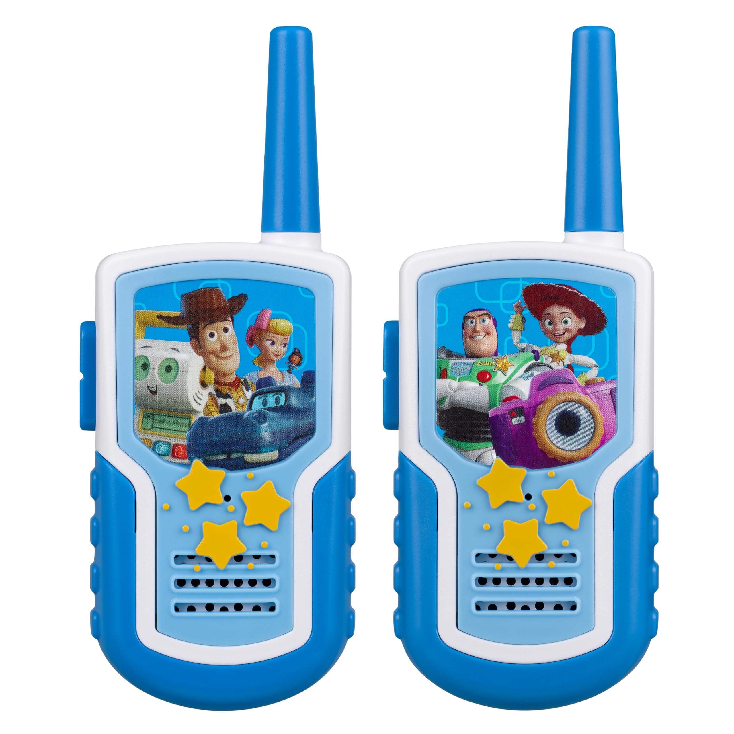 ekids Toy Walkie Talkies for Kids, Static Free Extended Range Indoor and Outdoor Toys (Toy Story 5) | Static Free and Extended Range