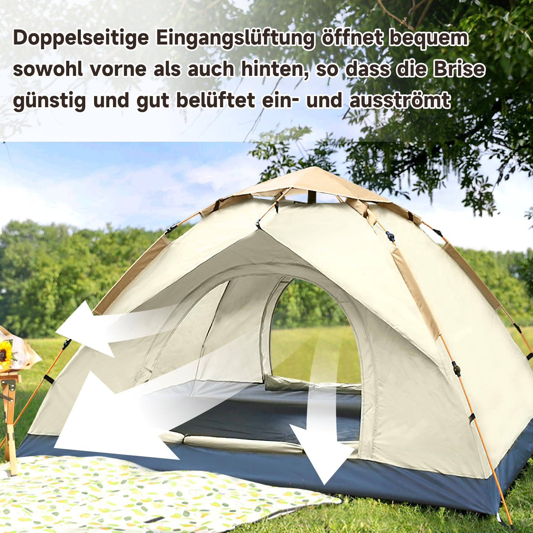KOMCLUB Camping Zelt Automatisches Sport & Freizeit