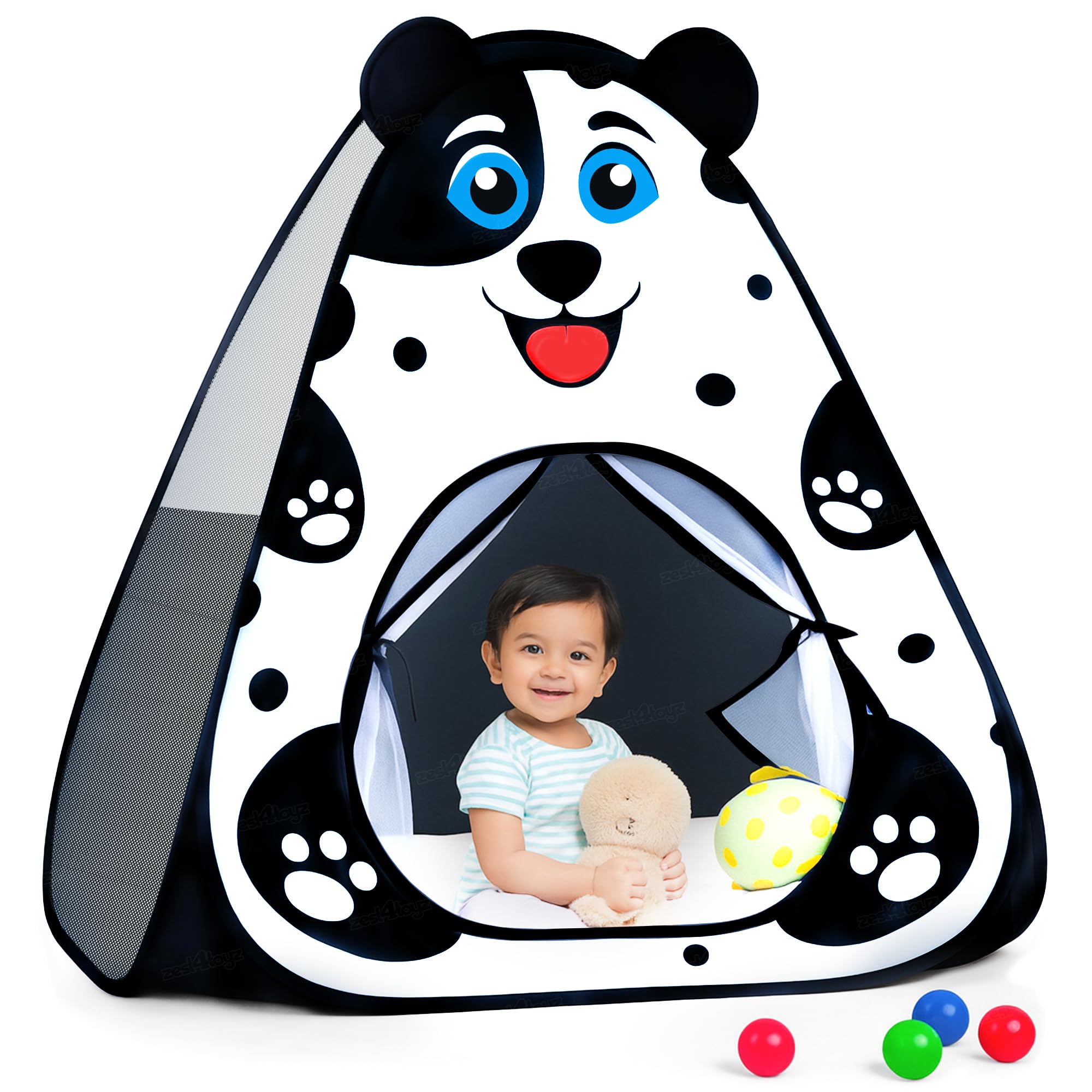 Zest 4 Toyz Popup Tent House for Kids Play House Foldable Tent House for Boys & Girls Easy to Set Up Baby Tent House 3 to 5 Years (Balls Not Included) - Black & White-image-12