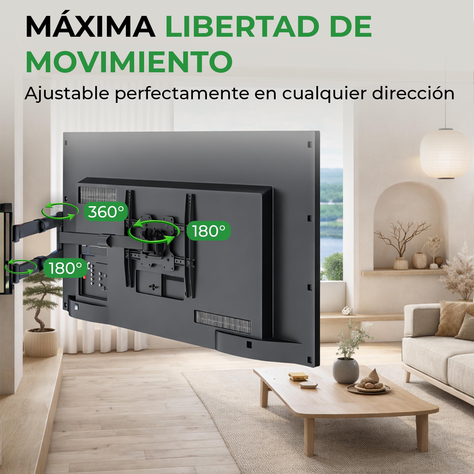 TiTon Flex 80 cm, Soporte de Pared para TV, Girar, Inclinar, TV hasta 60kg, VESA máx.400x400