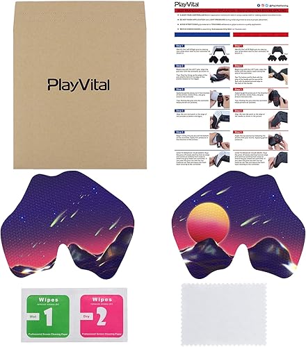 Miniatura 2 de eXtremeRate PlayVital Anti-Skid Sweat-Absorbent Controller Grip for PS5, Professional Textured Soft Rubber Pads Handle Grips - The Cyber Moon