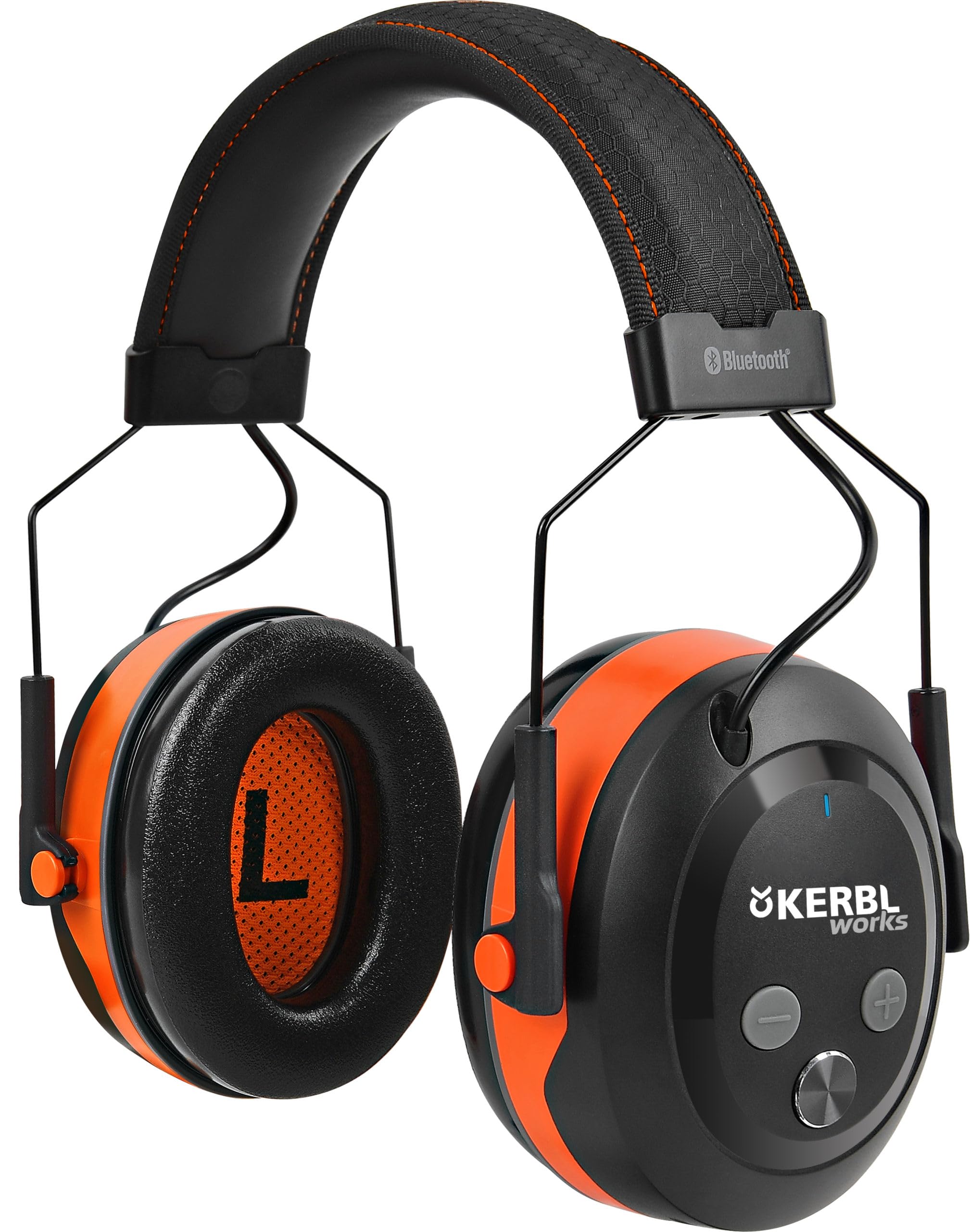 Kerbl Works Multimedia Gehörschützer mit Bluetooth, schwarz/orange, 14x10x20 cm, Gehörschutz, Ohrenschützer, Ohrenschutz, Kunststoff, Erwachsene