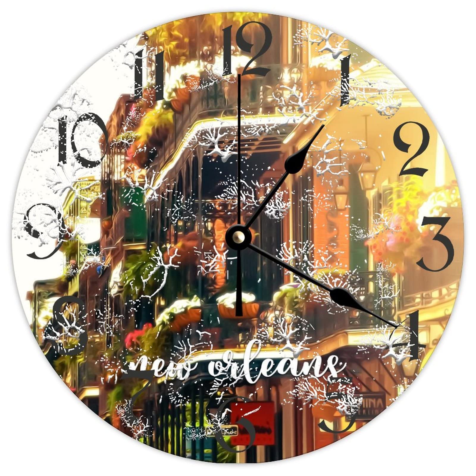 Horloge murale en bois de la Nouvelle-Orléans en 38cm au design épuré
