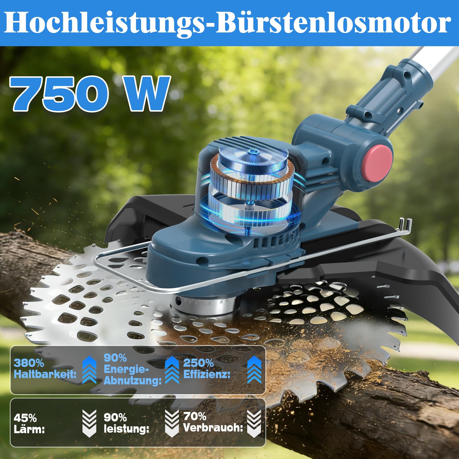 Desbrozadora de batería para baterías Makita, 5 en 1 con batería y cepillo para malas hierbas, batería de desbrozadora de 21 V, con 2 baterías de 4,0 Ah y cargador, motor sin escobillas de 750 W