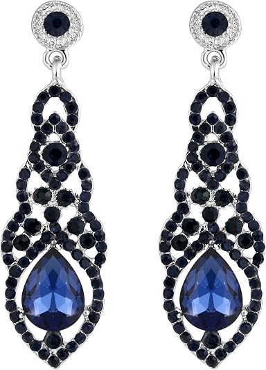 Women's Wedding Bridal Crystal Art Deco Teardrop Hollow Chandelier Dangle Earrings Women's Wedding Bridal Crystal Art Deco Teardrop Hollow Chandelier Dangle Earrings - 4th of July Outfit Ideas: Chic & Elegant Red Dress Patriotic Style Guide