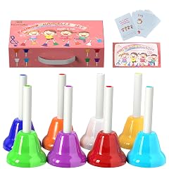 Hand Bells 8 Note Musical Handbells Set with 17 Songbook Musical Toy Percussion Instrument for Toddlers Children Kids