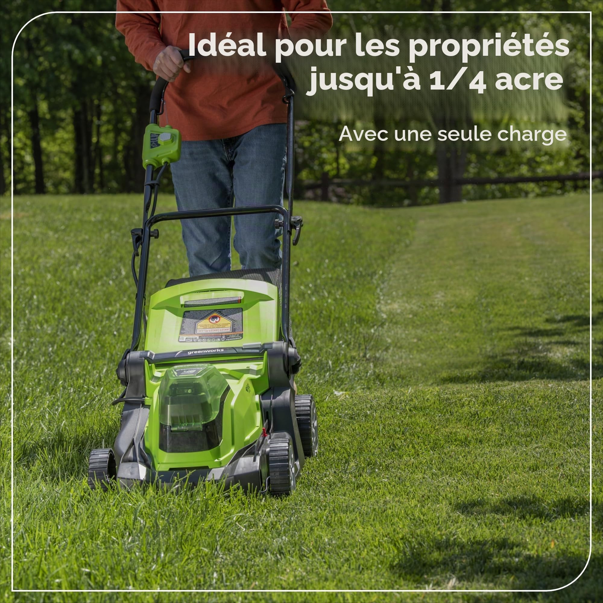 Greenworks 2 tondeuses à Gazon sans Fil 24 V (48 V) de 43,2 cm, (2) Batteries USB 4,0 Ah (concentrateur USB) et Chargeur Rapide à Double Port Inclus