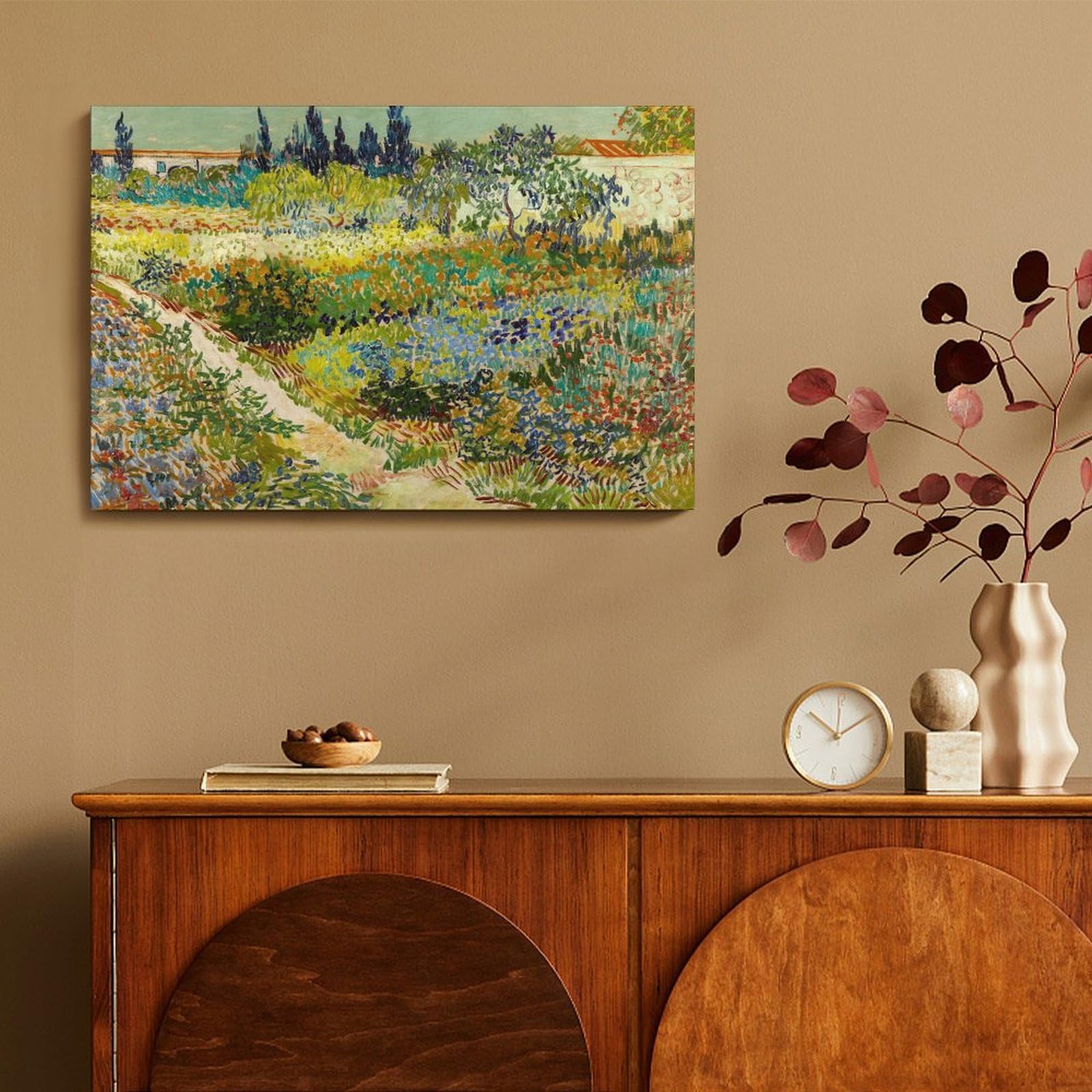 YIEANBAO Poster di Vincent Van Gogh, poster post-impressionista famoso (giardino ad Arles) stampa artistica su tela, decorazione artistica da parete per la casa; telaio; 30 x 45 cm