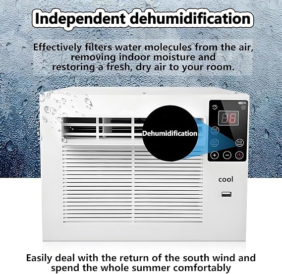Portable Fast Cooling Mobile Air Conditioner Compact Dehumidifier Mosquito Net Air Conditioning Unit with Remote Control 1-12h timer & LED Light Cooling Area 5-8m²