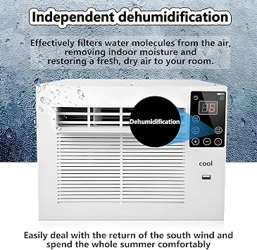 Portable Fast Cooling Mobile Air Conditioner Compact Dehumidifier Mosquito Net Air Conditioning Unit with Remote Control 1-12h timer & LED Light Cooling Area 5-8m²
