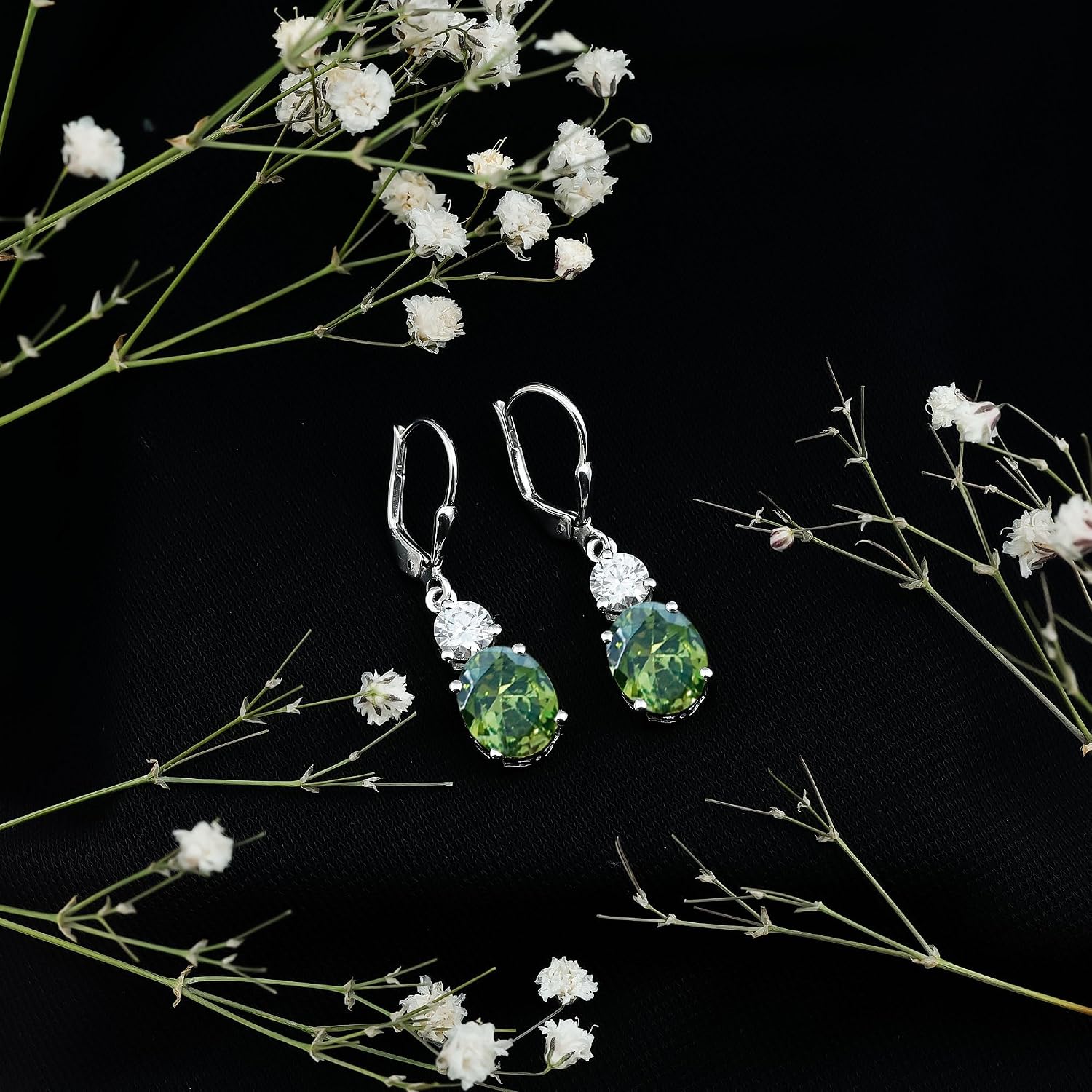 Certified 8 Carat Moissanite/Lab Grown Gemstone Hoop Earrings in Silver, AAAA Quality - Gift For Special Occasions