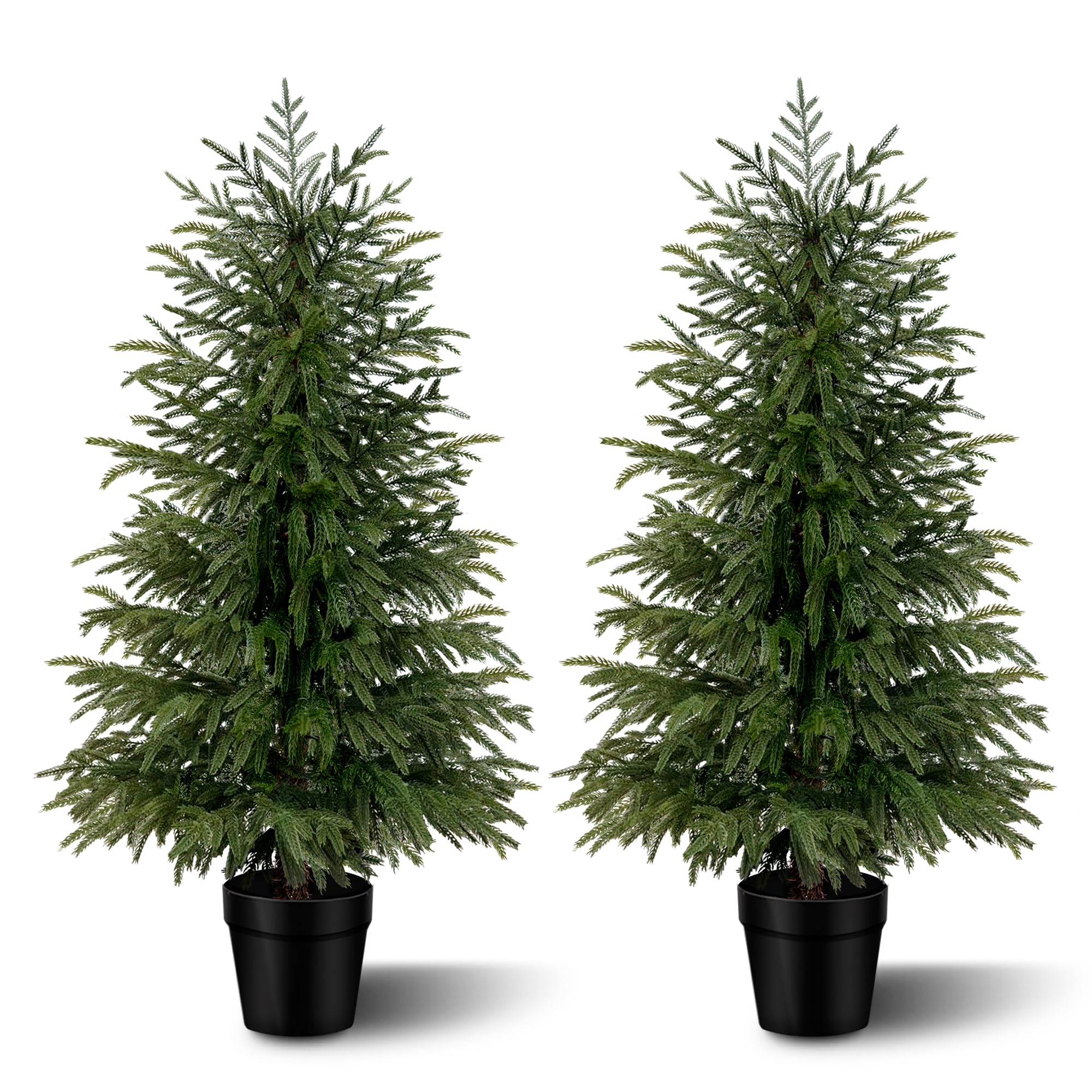 2er Set Künstliche Kiefern im Topf, Naturgetreue 120 cm Kunstpflanzen