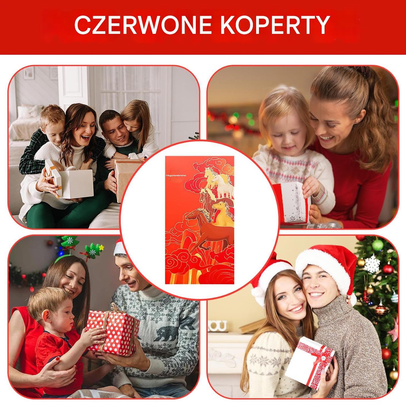 Końskie czerwone koperty noworoczne, znaczenie kulturowe i tradycyjne, 9,5 x 18 cm, wietnamska czerwona kieszonkowa torba do pakowania pieniędzy, przenośna paczka gotówkowa, do użytku wakacyjnego, dla