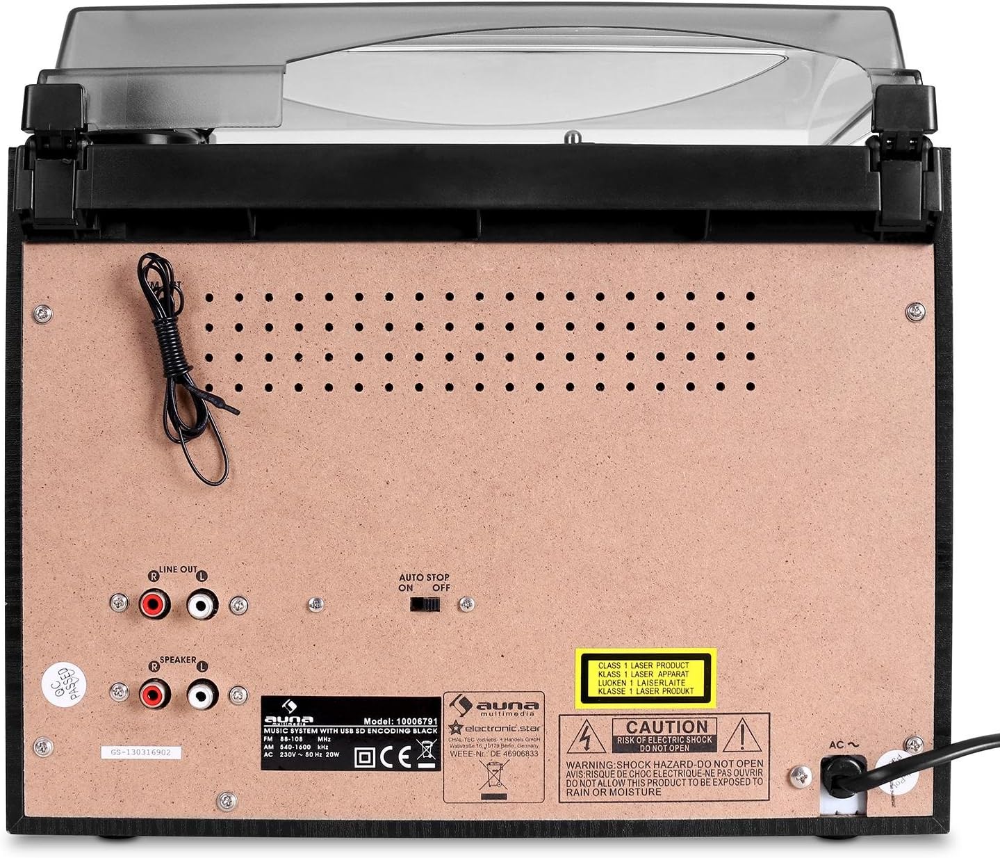 Close-up of auna 388-BT USB and SD card slots