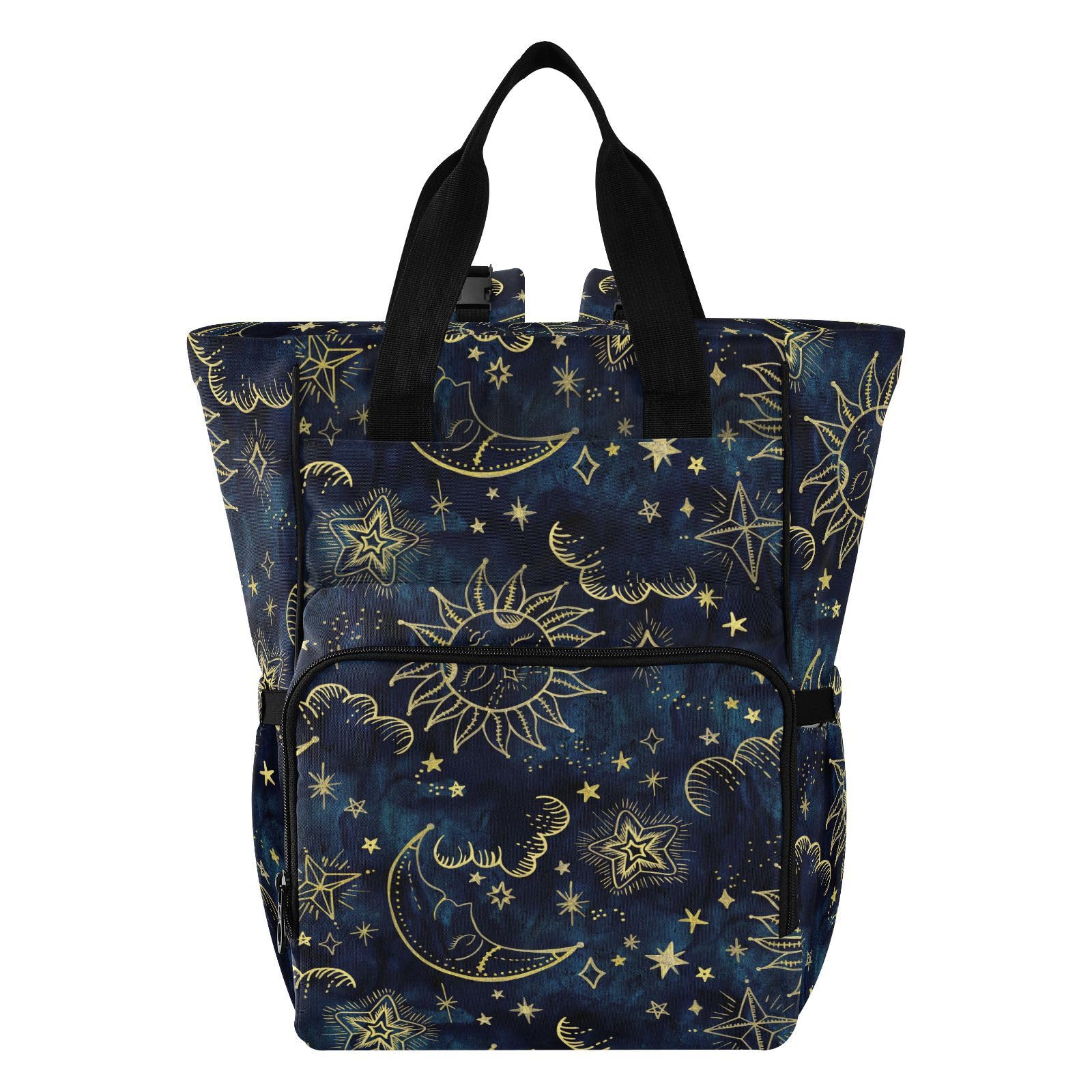 Diaper Bag Backpack, Sun Moon Boho Cosmos Astrology Multifunction Travel Bag for Moms Dads