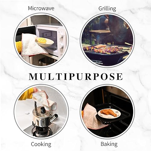 Miniatura 5 de 6 soportes para ollas para cocina, guantes de horno resistentes al algodón 392  almohadillas calientes lavables con banda elástica antideslizantes,