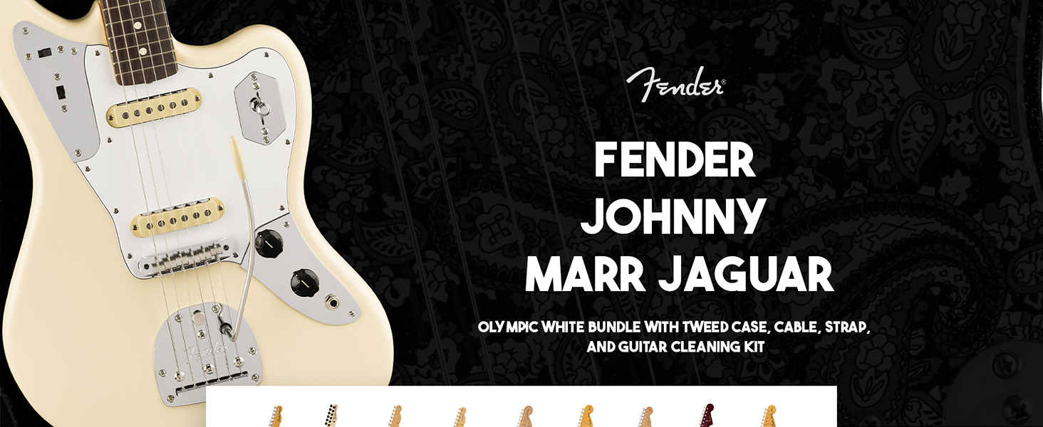 Amazon.com: Fender Johnny Marr Jaguar - Olympic White Bundle with