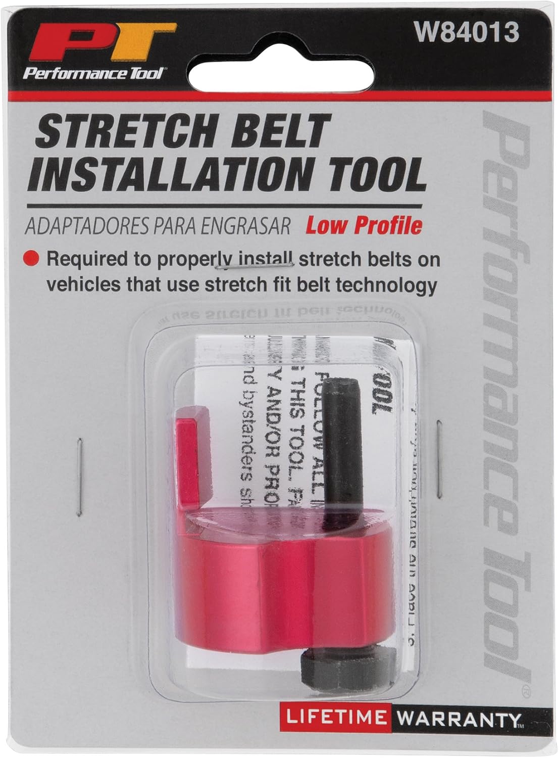 Performance Tool W84013 Low Profile Stretch Belt Installation Tool - Quickly and Safely Installs Stretch Fit Belts on Vehicles with Tight Spaces