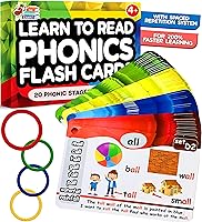 THE SCHOLAR ANT Phonics Flash Cards: Spaced Repetition System - Learn Reading in 20 Stages for Kids Ages 4-8, Digraphs CVC Blends Games