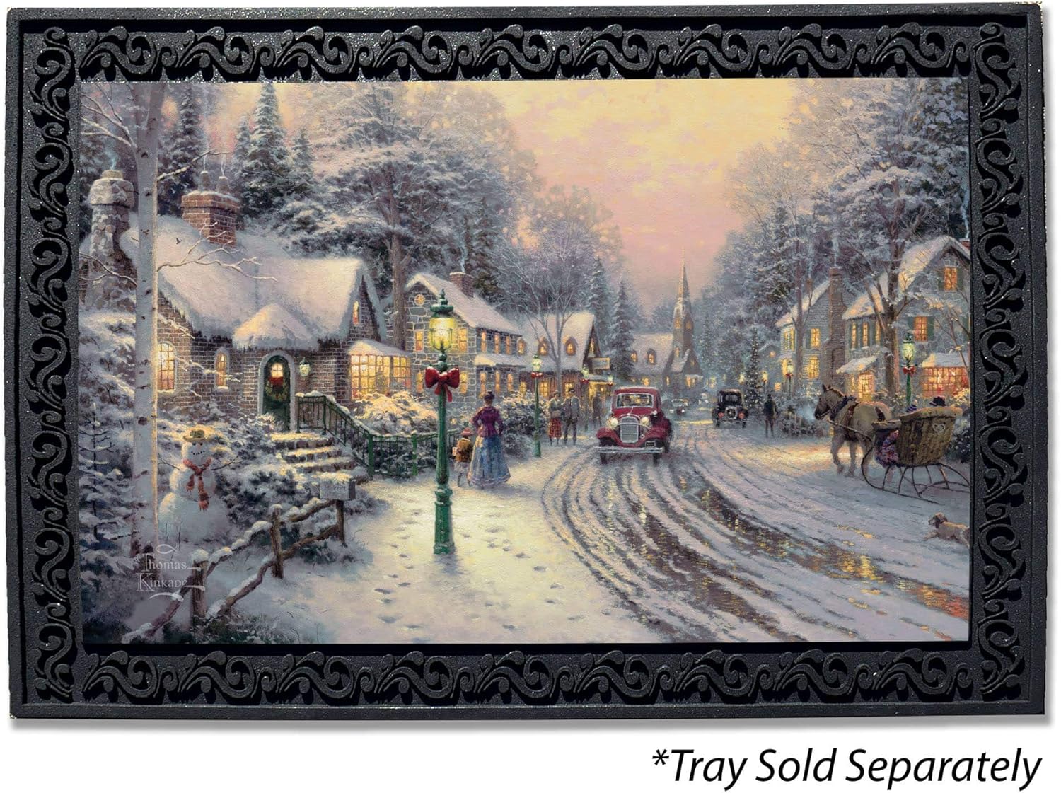 Flagology.com, Thomas Kinkade Village Christmas Doormat – 18″x30″, Outdoor, Indoor, Recycled Rubber, Non-Slip Backing, Officially Licensed Thomas Kinkade, Christmas