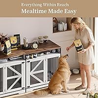 Vista 6 de Donox Mueble de jaula para perros para 1 o 2 perros, doble perrera con divisor extraíble y puertas dobles, mesa consola de madera resistente