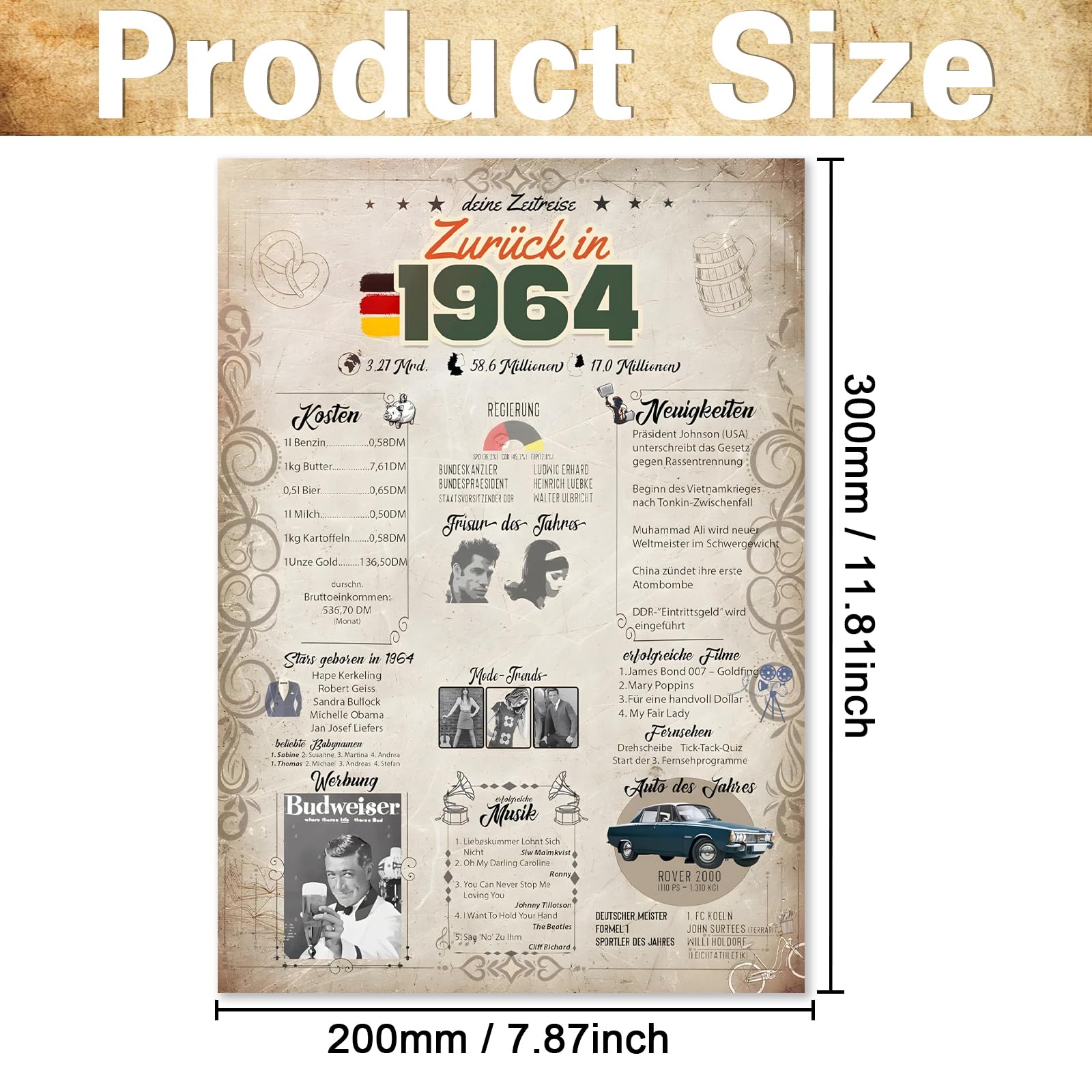RED OCEAN Geburtstagskarte Zum 60. – Lustiges Warnschild Aus PVC, 200x100 Mm, Für Männer & Frauen