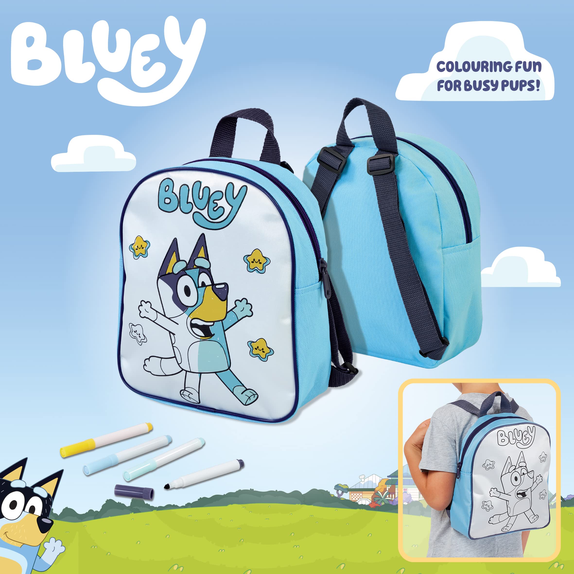 BLUEY COLOUR AND CARRY BACKPACK, INCLUDES 4 PENS, CREATIVE TOY, BLUEY TOY AND ACCESSORIES - Image 4