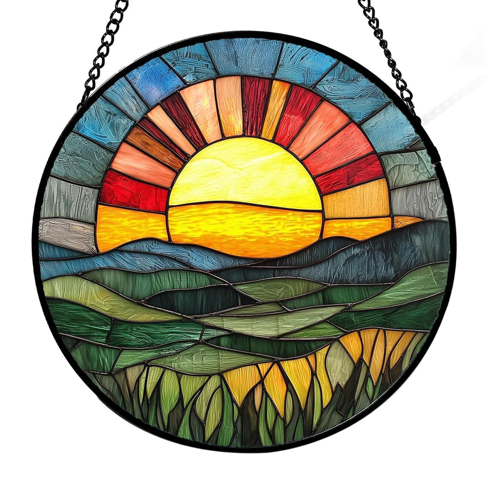 Stained Glass Window Hanging Ornament Suncatcher for Indoor Living Room Home 15X15Cm-image-31