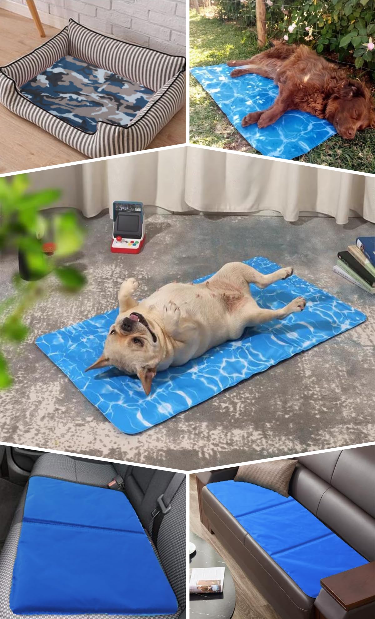 Alfombrilla Refrescante Perro con Gel No Tóxico, Cama Refrescante Gatos Verano, Manta Fria Auto Refrigerante para Mascotas Duradera y Resistente a los arañazos(Camuflaje,40x50cm)