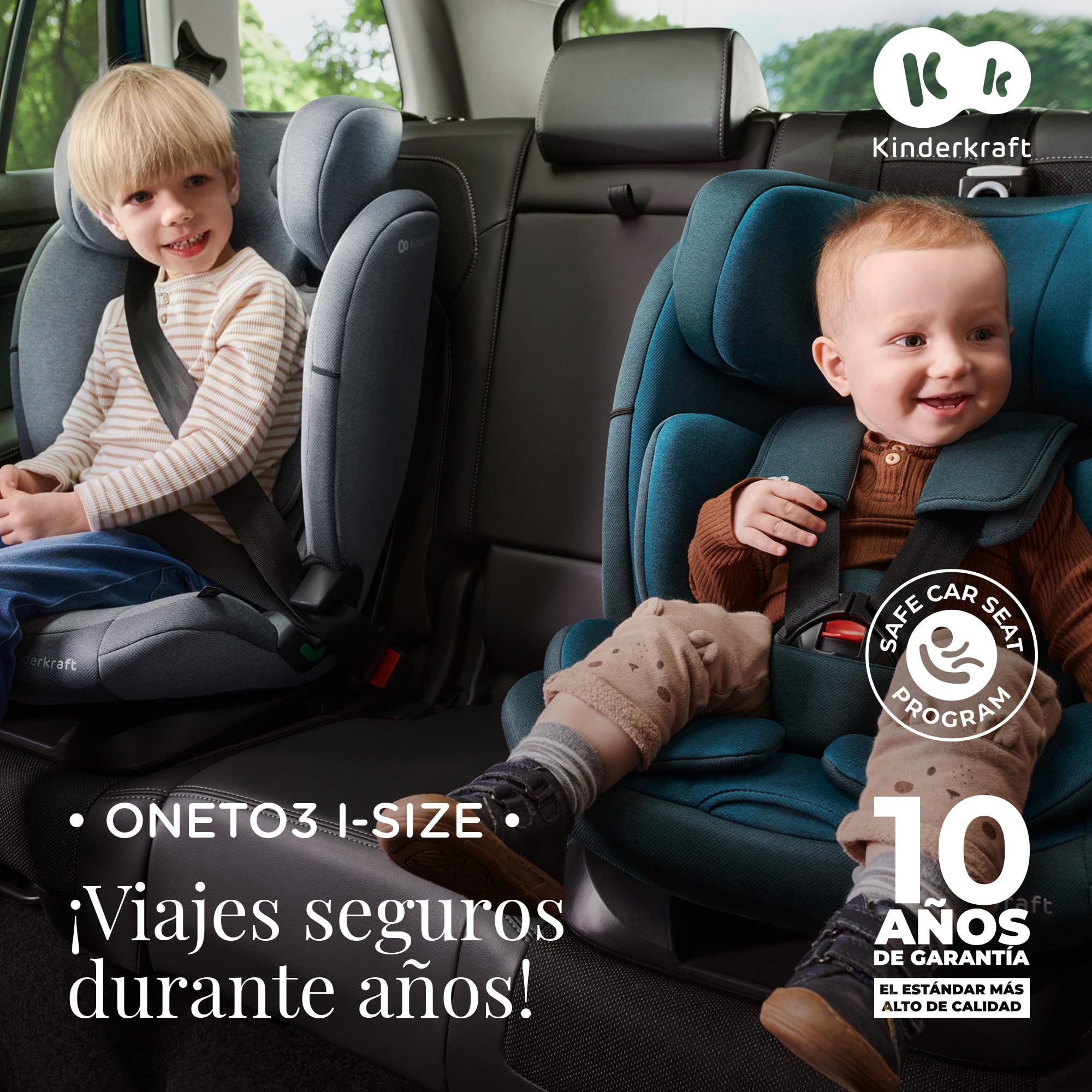 Kinderkraft ONETO3 I-Size Silla de Coche Isofix, Niños Grupo 1/2/3, 9-36 Kg, Normativa R129, Protectores Laterales, Top Tether, Ajustar con una Mano, Easy Grow System, Negro