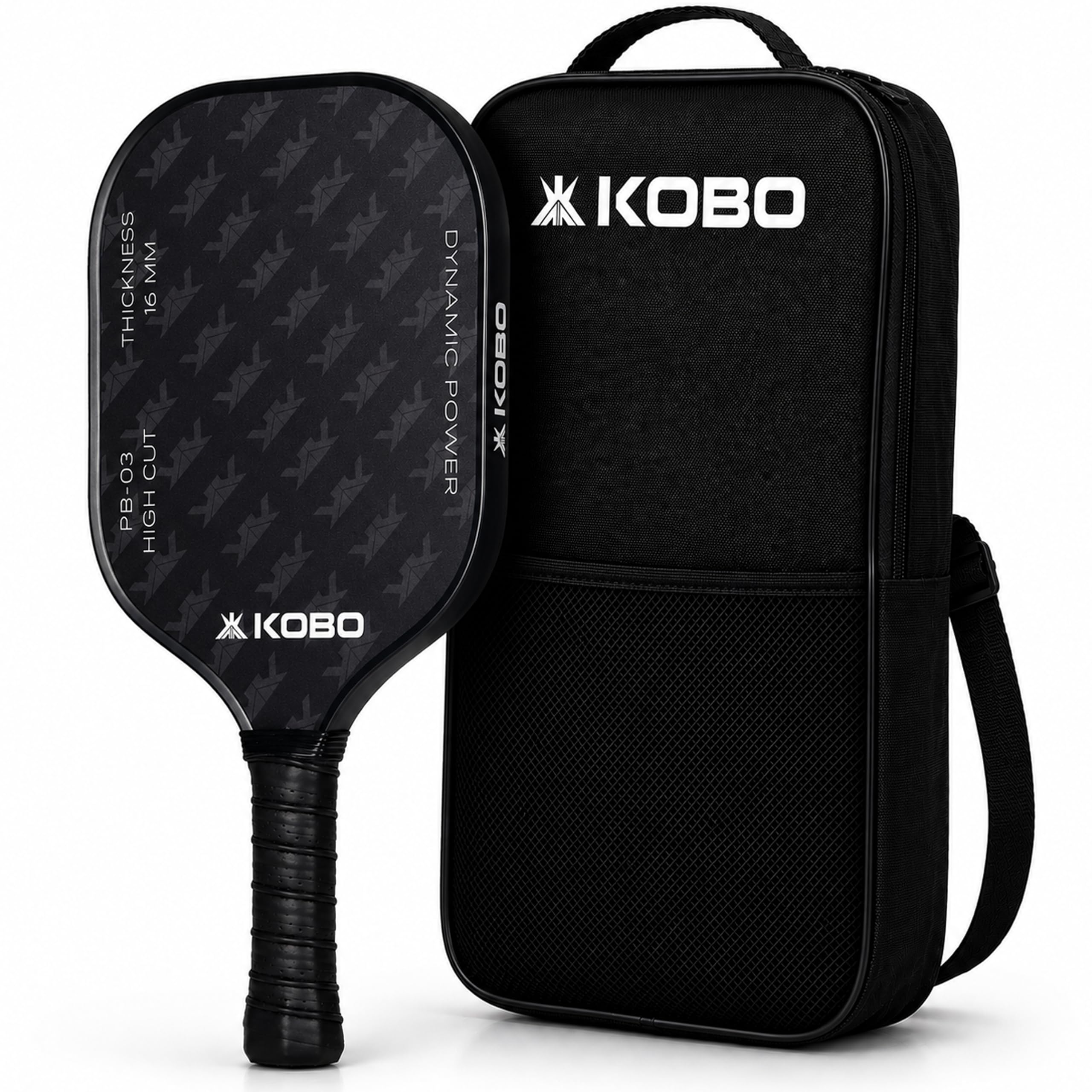 Kobo Glass Fiber Pickleball Paddle Racket PB-03 with 16mm Core & Padded Bag | Official Size 410×198mm | 240g Lightweight | Soft Cushioned Grip | Balanced Power & Control | Beginners & Intermediate Player-image-13