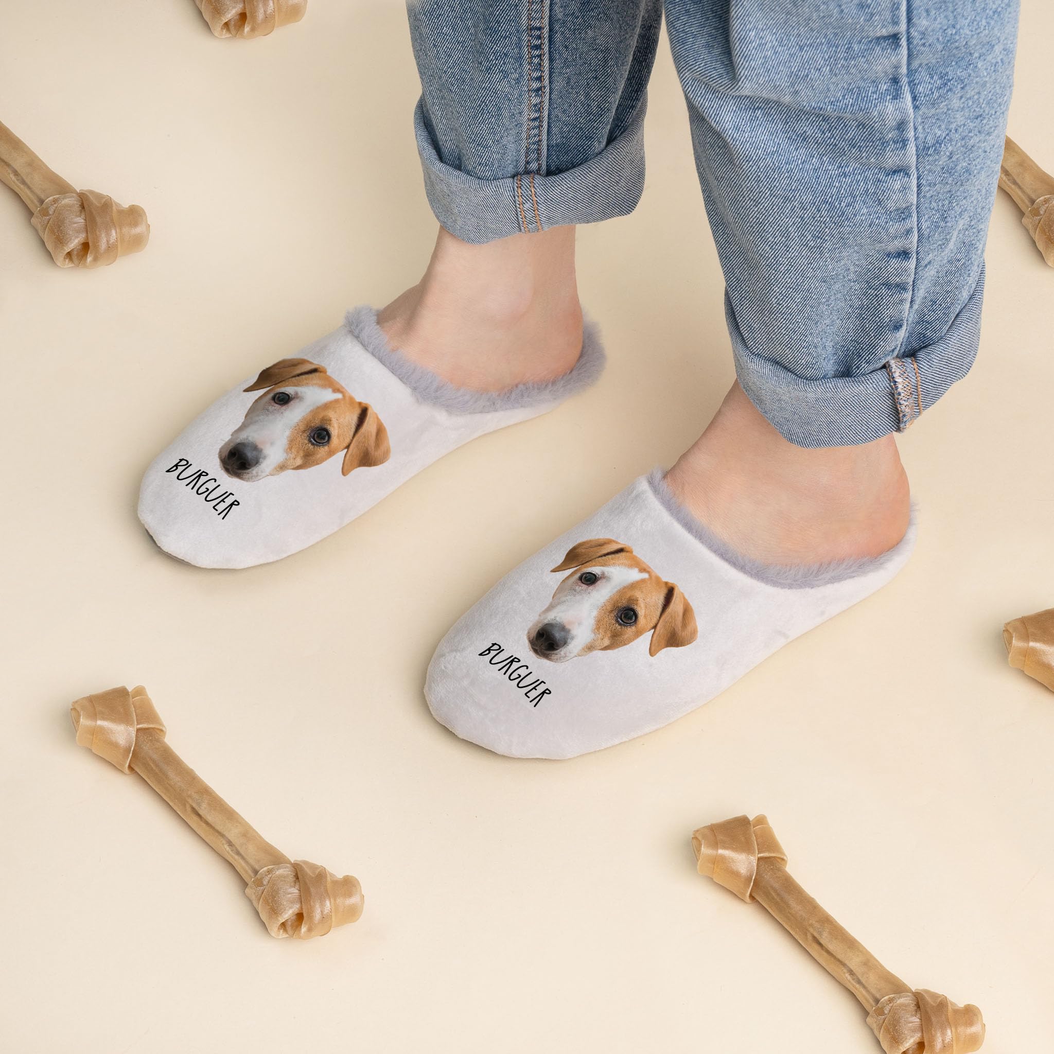Wanapix | Chaussons Personnalisés | Personnalisez avec Photo et Texte | Pantoufles Unisexes Antidérapantes | Tailles 36-44