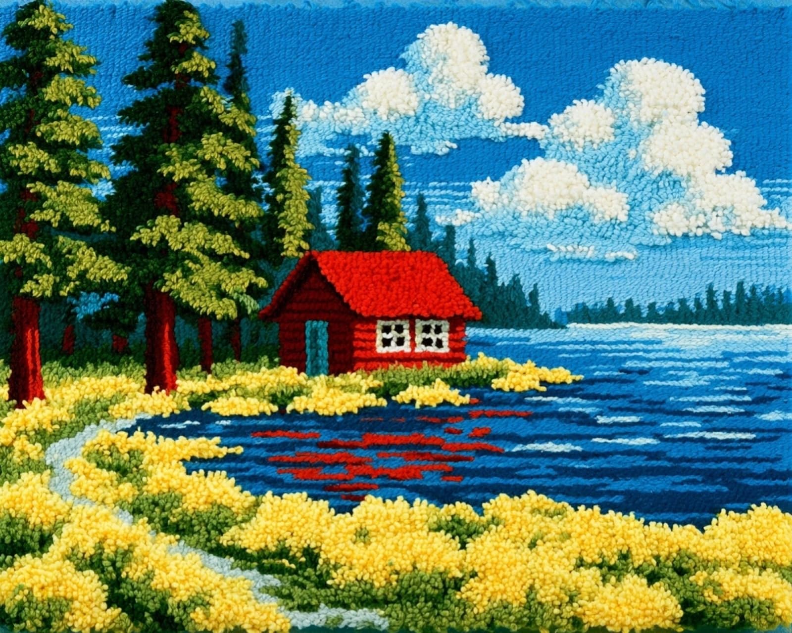 Wallphantom Lakeside Cabin Latch Hook Rug Kit,
