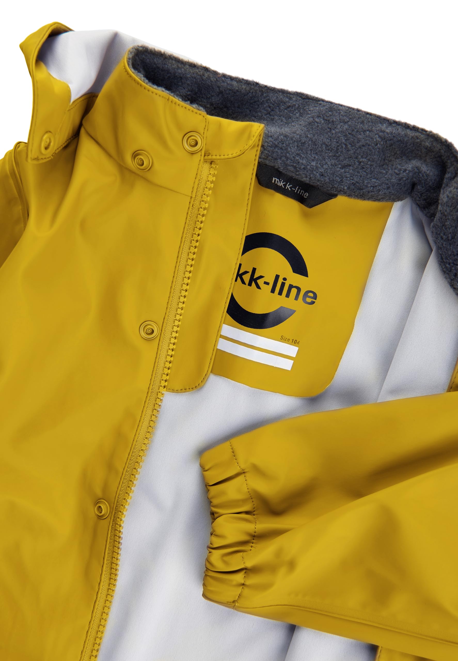Mikk-line Juego de lluvia de dos piezas de poliuretano con tirantes, Öko-Tex, estándar 100, material de poliuretano 100% reciclado, para niños y niñas, pantalones de lluvia y chubasquero, detalles