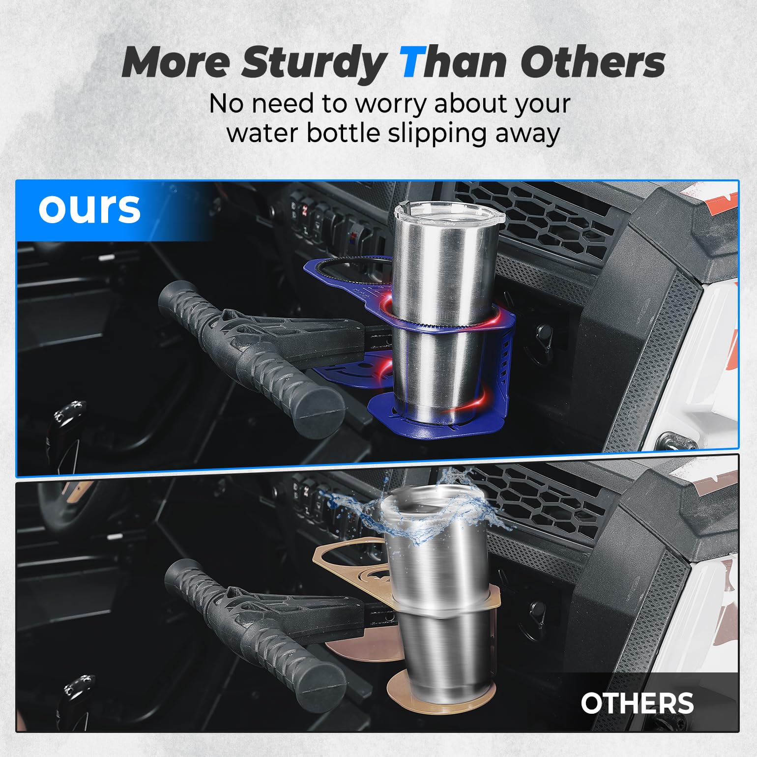 Cup Holders For Jeep Wrangler Polaris With Drink Cup Holder - Powder Coated Blue, Made In USA RZR Grab Handle - Foto 10