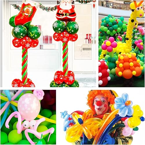 Miniatura 134 de Paquete de 260 globos largos, 100 globos negros de animales torcidos, globos mágicos largos de látex grueso para modelos de animales, Halloween