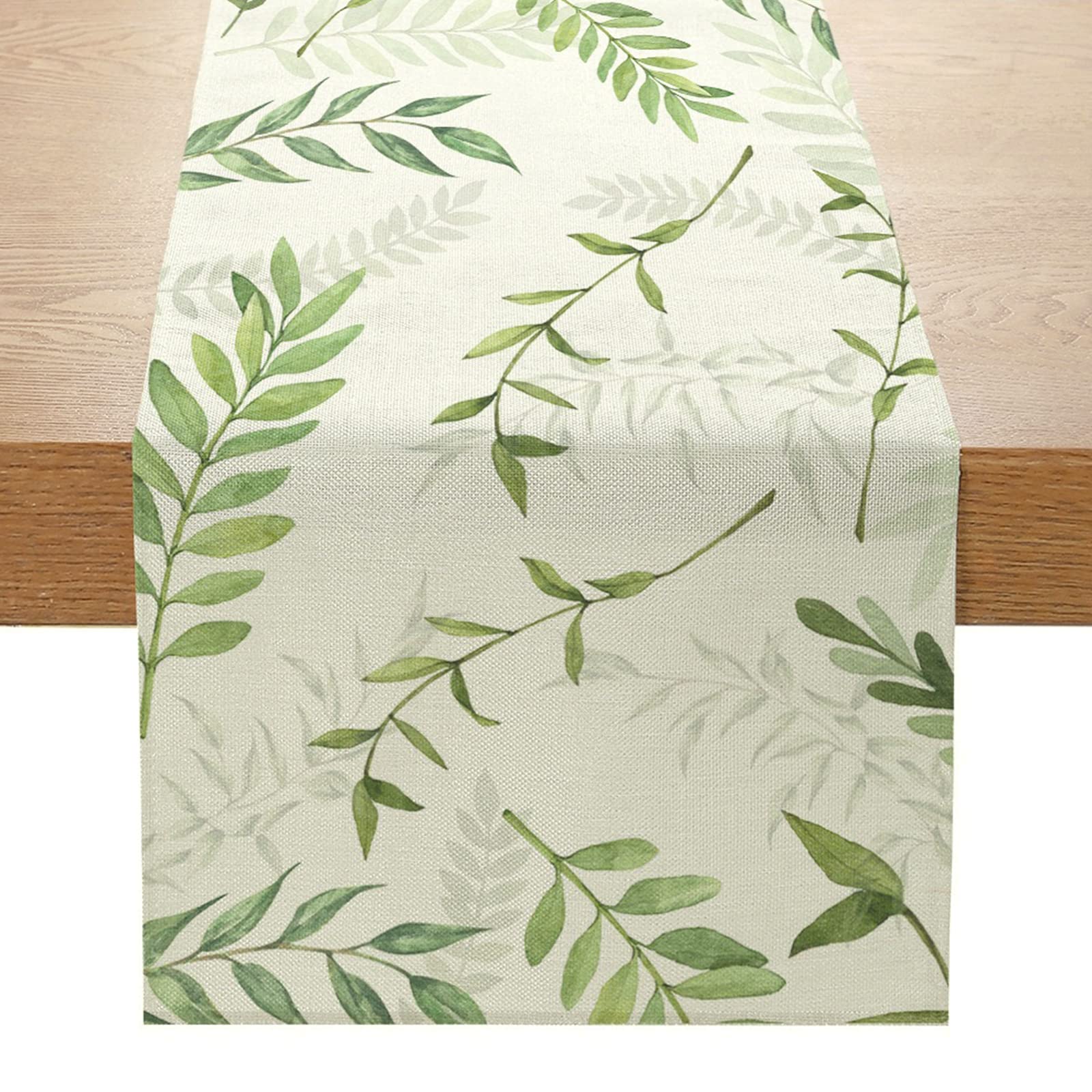 LADY MIRANDA Green Leaf Table Runner - 13x72 Inch Farmhouse Style, Summer & Seasonal Decor - View #9