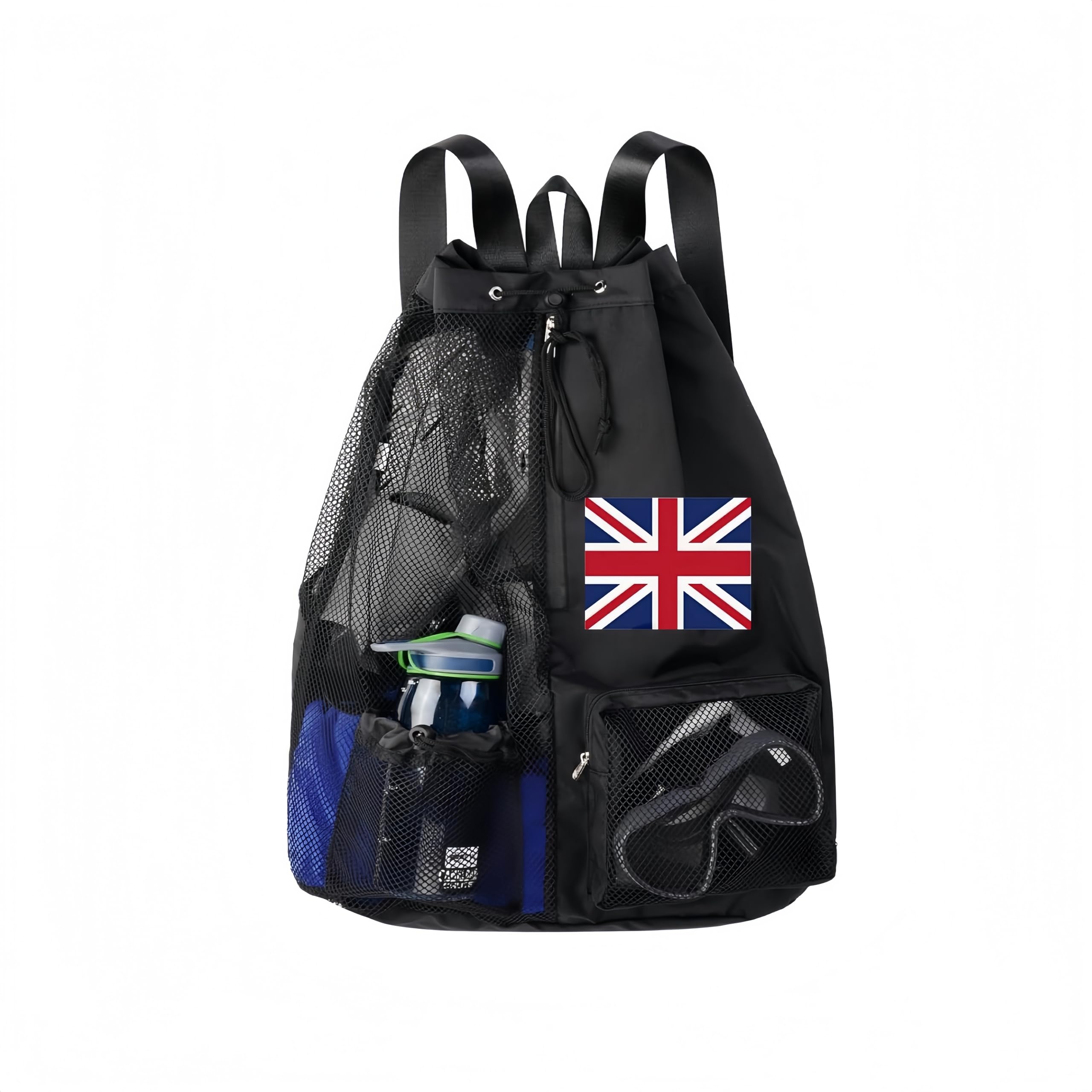 ROSSRORE Unisex Swimming Bag Waterproof Drawstring Backpack & Gym Pe Bag,Capacity Lightweight Sackpack for Football Beach Holidays with Wet/dry & Shoe Pocket, Multi-Use Student Sports Backpack
