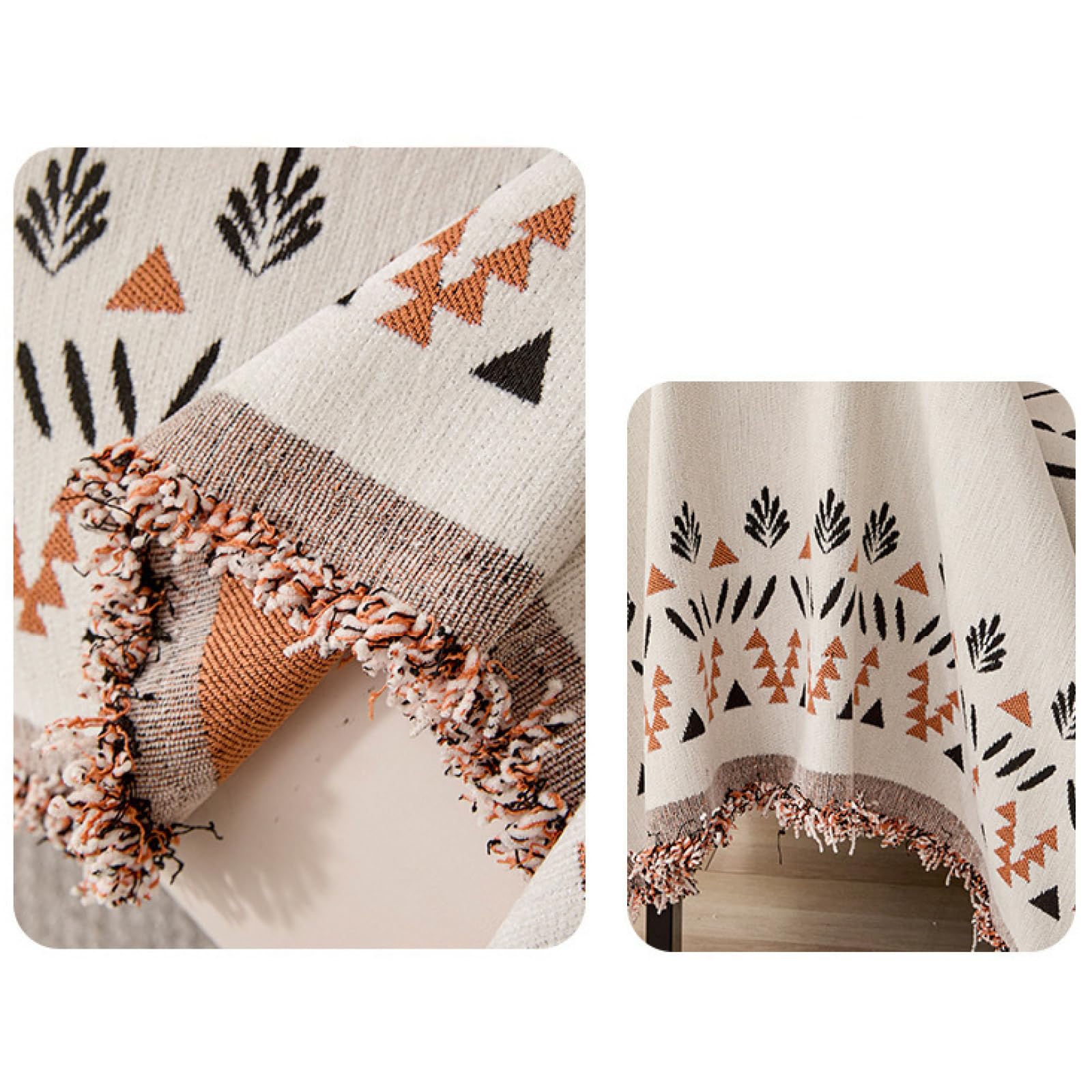 Boho Pokrowiec na sofę 1-, 2-, 3-, 4-osobową, pogrubiony pokrowiec na kanapę szenilową, zmywalny, antypoślizgowy, przyjazny dla zwierząt, na sofę w kształcie litery L, pomarańczowy, 180 x 260 cm