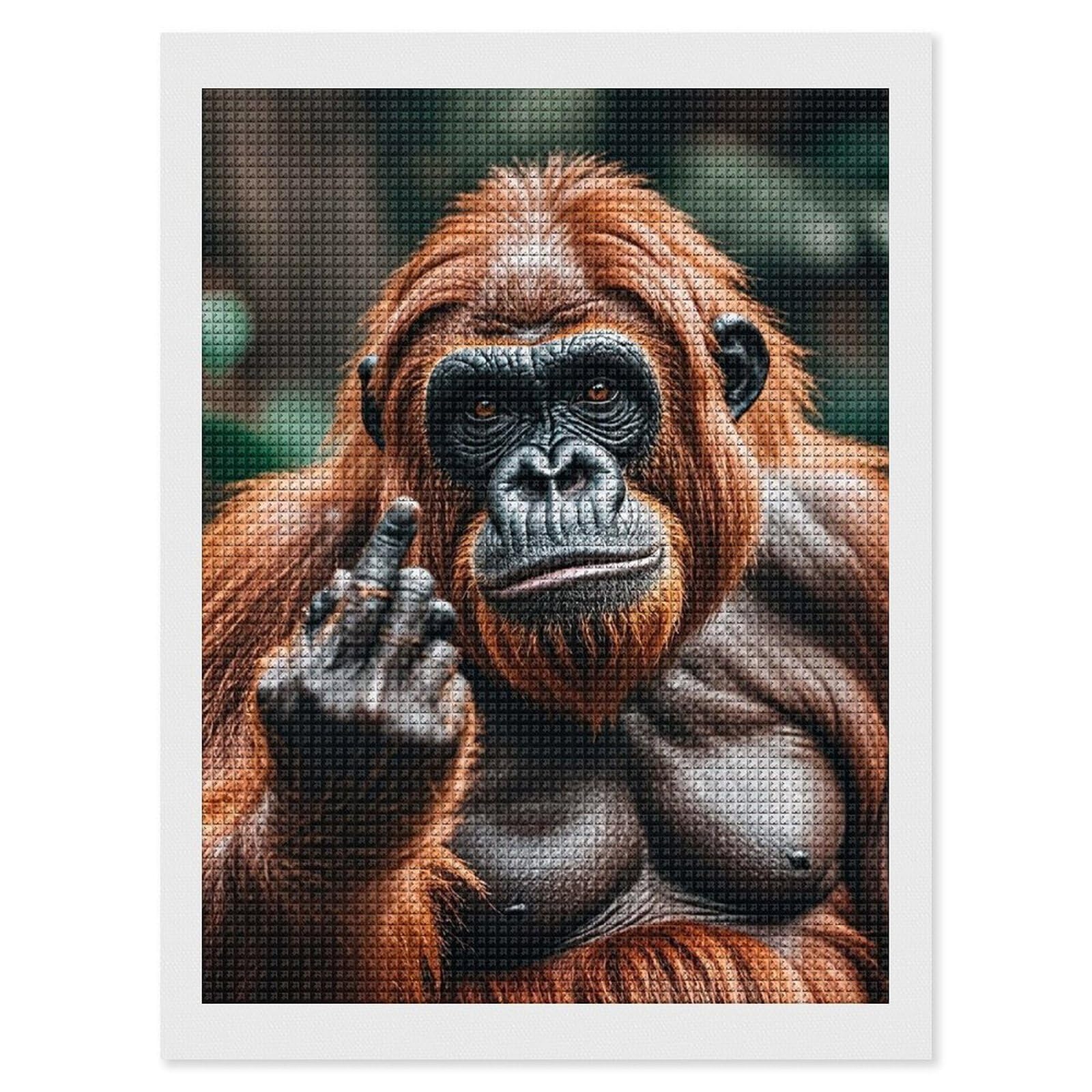 FodPand Gorillas 5D Diamond Painting Kits for Adults Beginners Full Drill Square Diamond Dots Pictures Gem Art Supplies for Home Wall Room Decoration DIY Craft Set Gift 12x16