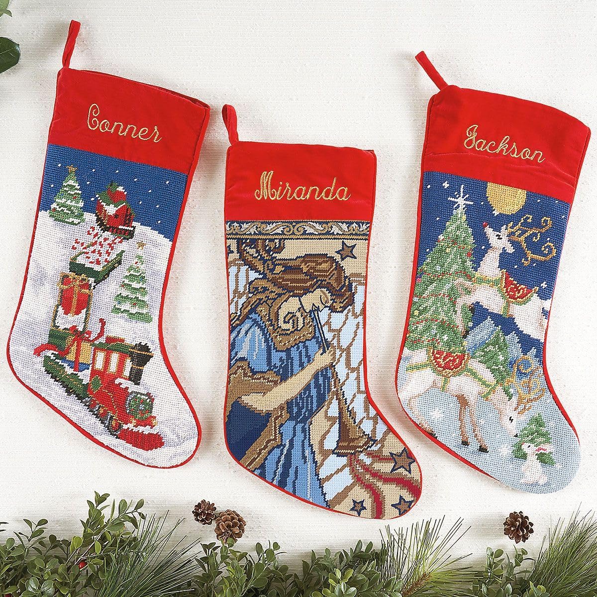 Lillian Vernon Angel Personalized Heirloom Needlepoint Christmas Stocking - Cotton, Holiday Decorations, Heirloom, Tradition
