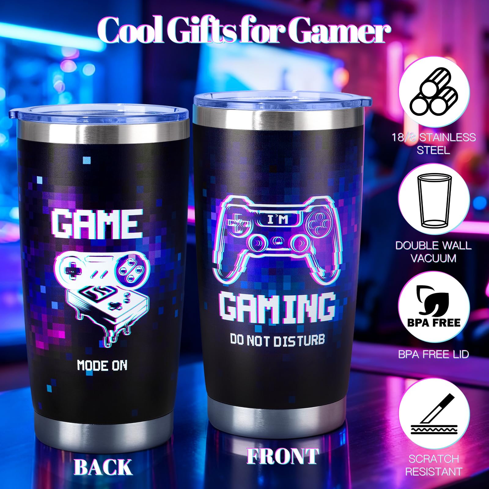 Gamer Gifts for Men Teens Boys, Cool Gaming Gift Bulk Set for Game Lover, Gaming Mugs, Teen Boy Gift Gaming Stuff, Birthday Valentine Christmas Gifts for Gamers Men Girl Boyfriend Husband Teenage Idea