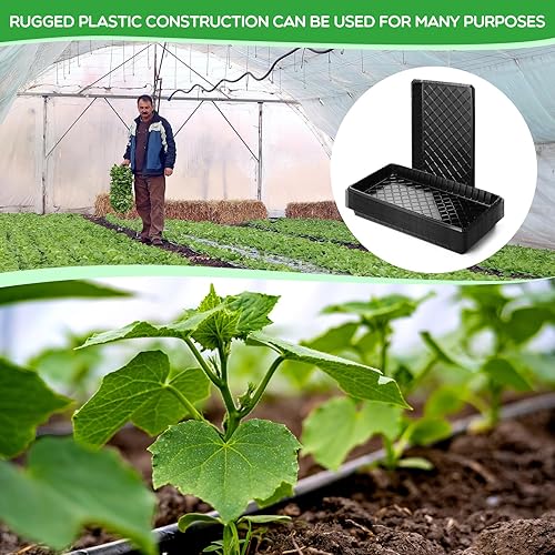 Miniatura 7 de Macarrie 16 bandejas de cultivo de plantas, bandejas de cultivo de semillas de jardín, sin agujeros de drenaje, bandeja de propagación negra para