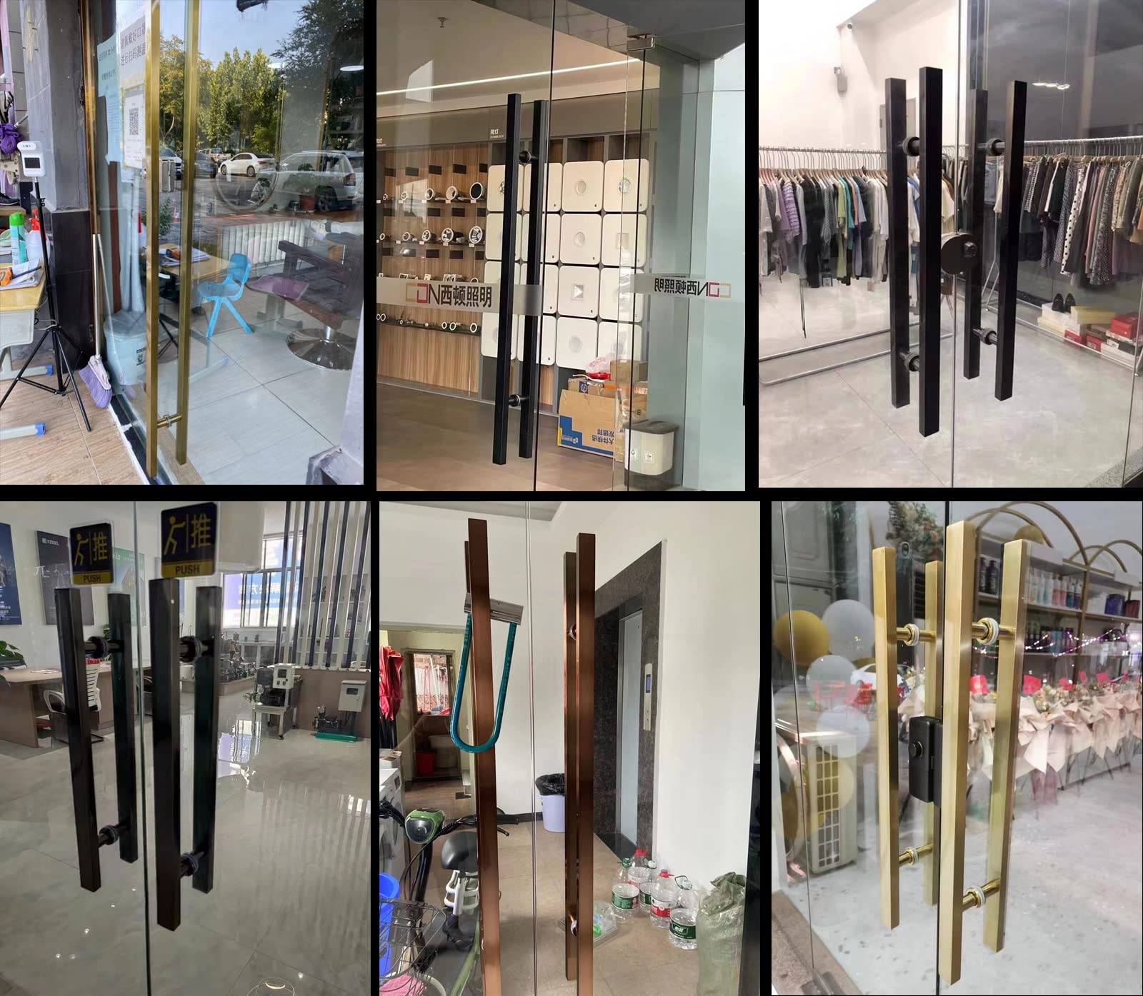 Manilla de Acero Inoxidable para Puerta corredera de Granero, para Entrada de Madera/Vidrio, Manilla de Empuje/tracción en Forma de H con Tubo Cuadrado, Montaje a Doble c