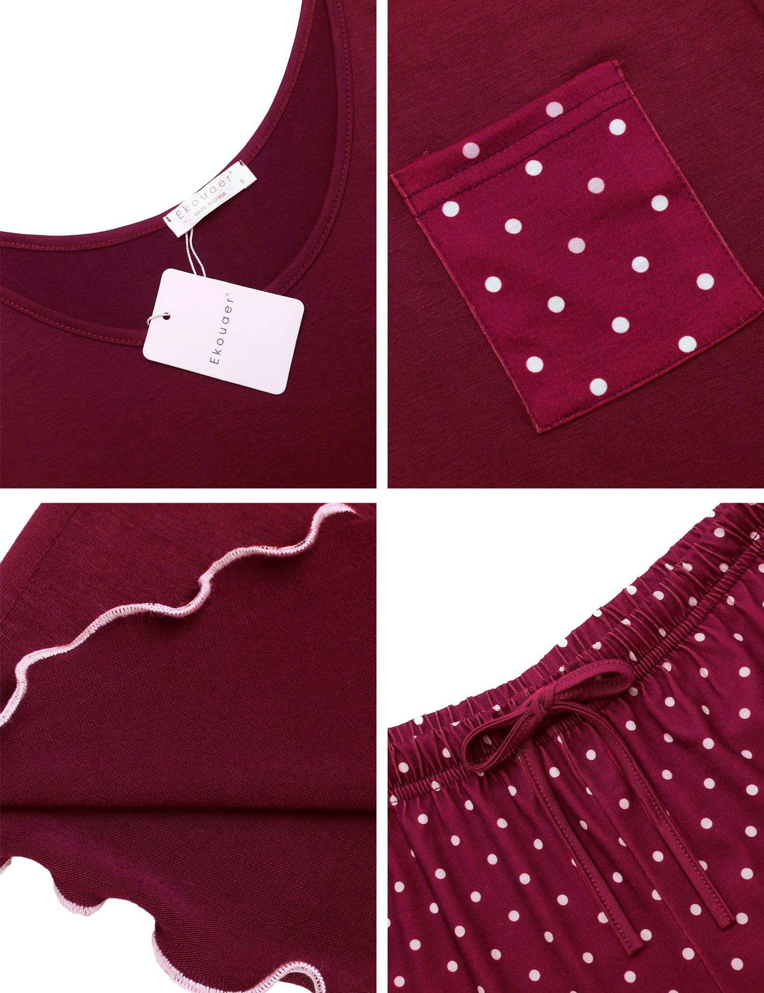 ADOME Pigiama Donna Estivo Corto Pigiami 2 Pezzi Camicia da Notte Pigiami da Donna Senza Maniche Comodo S-XXL