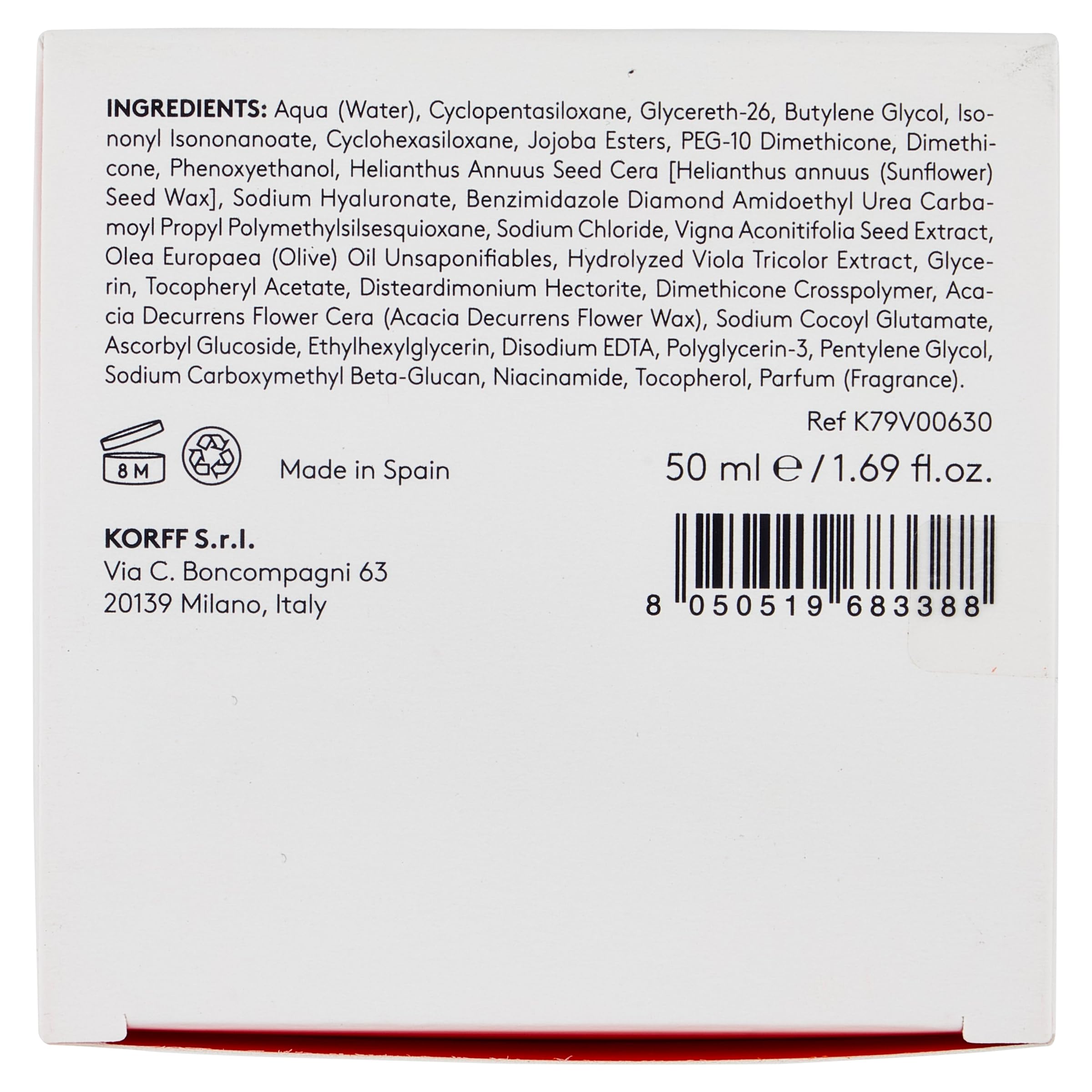 Korff Hydra Energy C, Crema Viso con Hydroplus Complex, Formula Idratante con Acido Ialuronico per Pelle Normali e Miste, 50ml